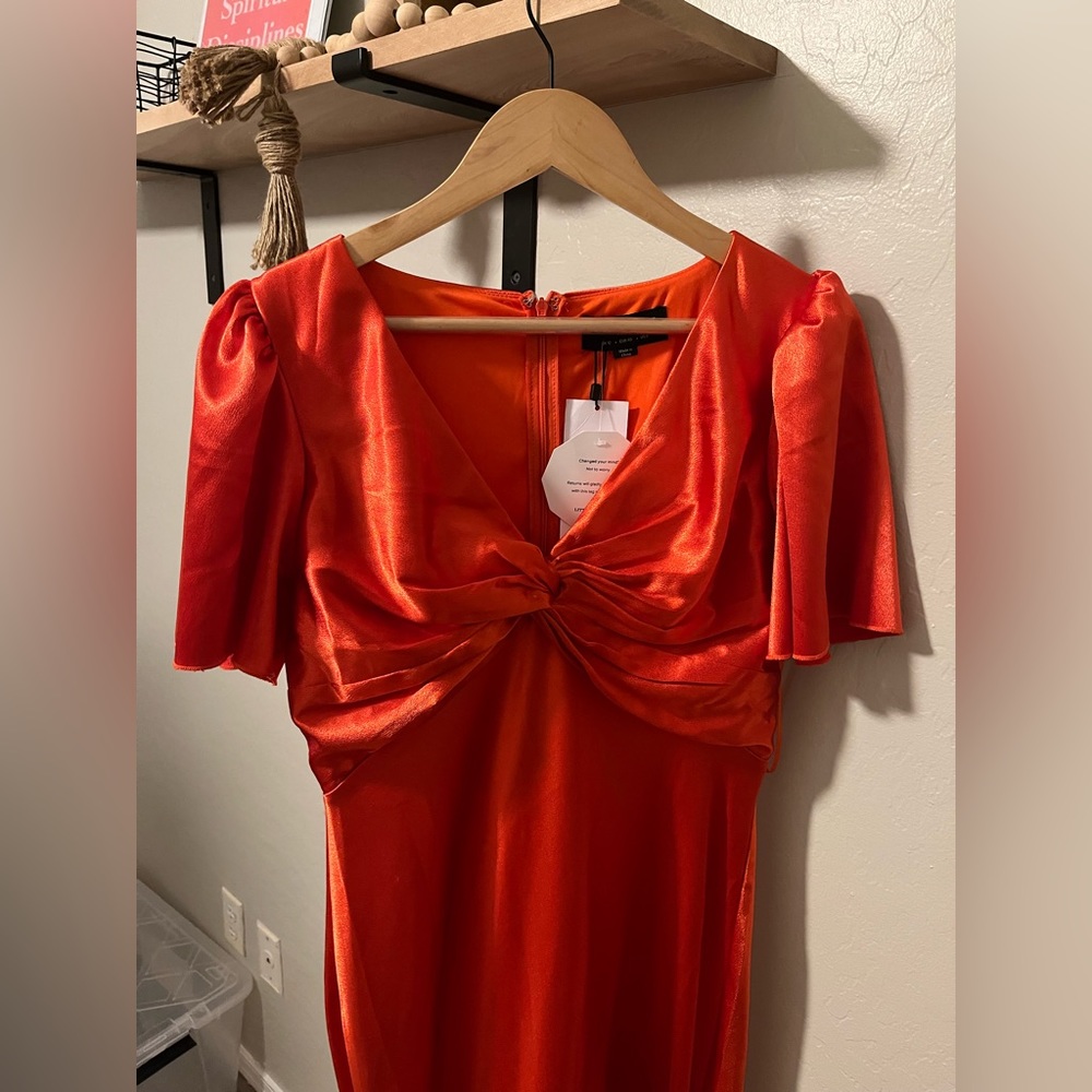 Little mistress orange floor length dress!